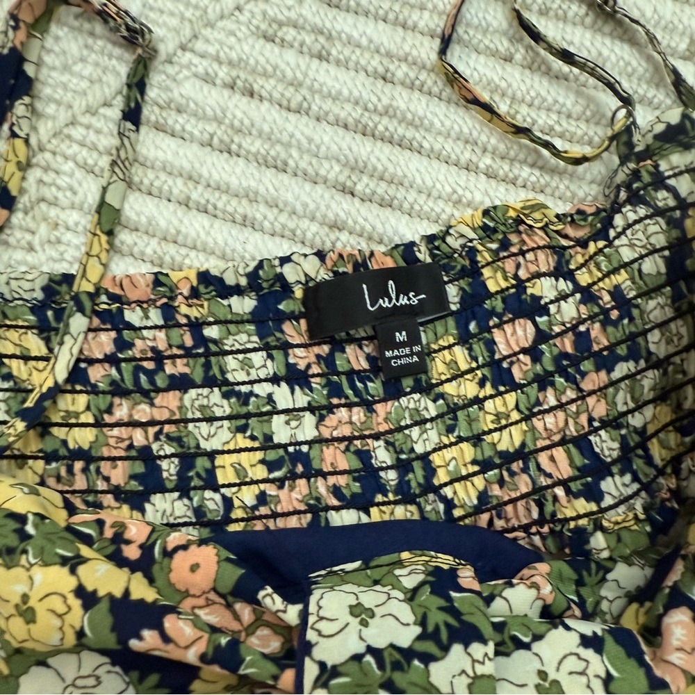 A7 Lulus It's‎ A Perfect Pick Navy Blue Floral Print Cutout Maxi Dress - Size M - Picture 5 of 5